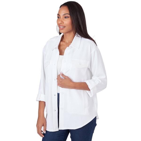Womens Ruby Rd. Blue Horizon Roll Sleeve Shirt Style Jacket