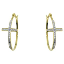 Accents by Gianni Argento Gold Diamond Accent Cross Hoop Earrings