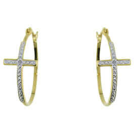 Accents by Gianni Argento Gold Diamond Accent Cross Hoop Earrings