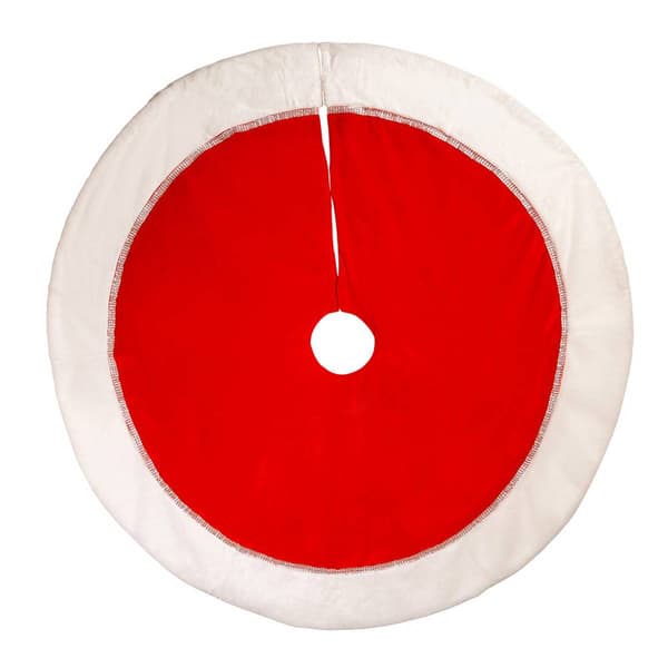 Kurt Adler 48in. Traditional Red w/ White Border Tree Skirt