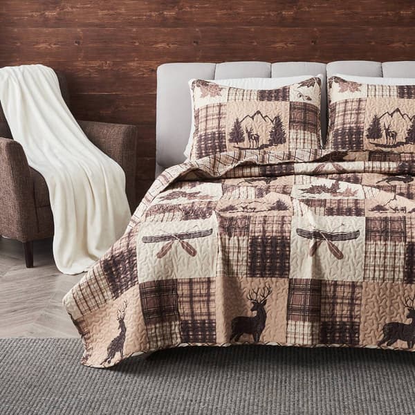FreshFolds Redwood 3pc. Rustic Patchwork Reversible Quilt Set - image 