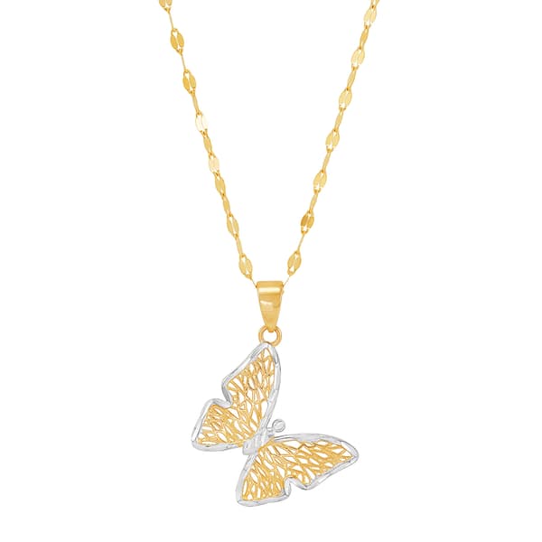 Gold Classics(tm) Yellow Gold w/ White Rhodium Butterfly Pendant
