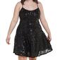 Juniors Plus Emerald Sundae Sequin Cross Back Skater Dress - image 3