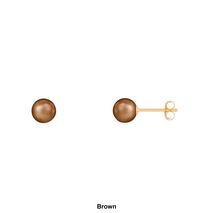 Splendid Pearls 14kt. Gold 5mm Round Pearl Stud Earrings