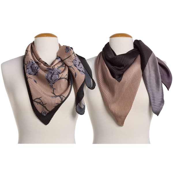Womens Steve Madden 2pk. Rose Pleated Square Scarf Set - image 