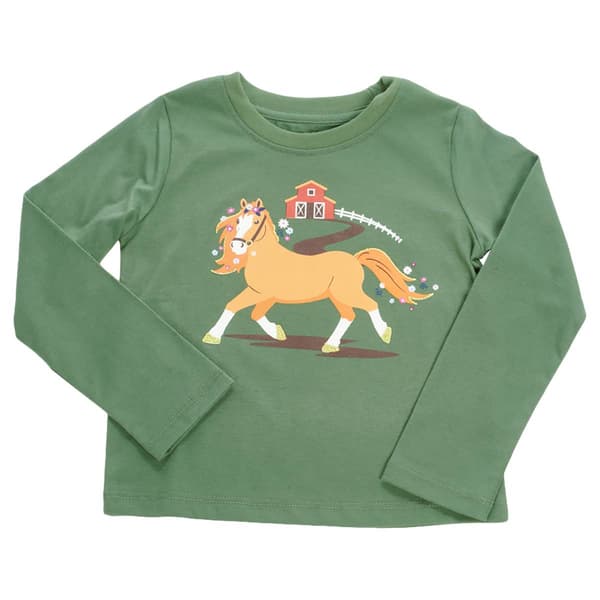 Girls (4-6x) Tales & Stories Long Sleeve Horse & Stable Tee - image 