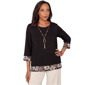 Petites Alfred Dunner Seville Bold Floral Border Trim Top With N - image 1