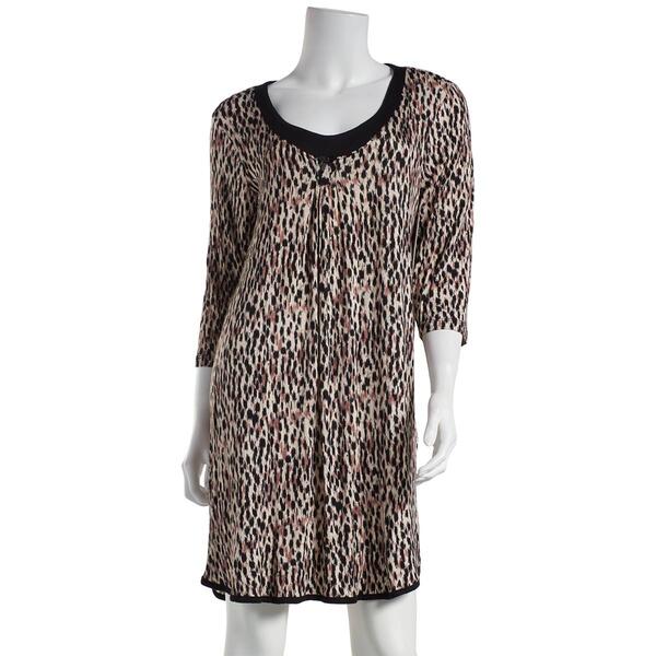 Womens Rene Rofe 3/4 Sleeve Cheetah Nightshirt - image 