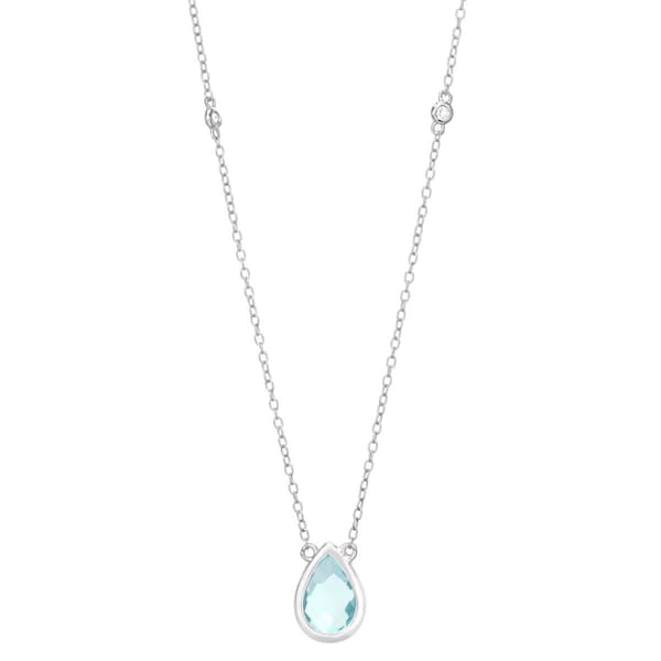 Gemminded Pear Shape Aquamarine & White Topaz Necklace - image 