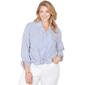 Women''s Ruby Rd. Set Sail Snap Front Tie Hem Pucker Stripe Top - image 1