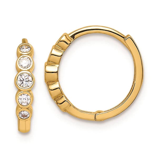 Gold Classics&#40;tm&#41; 14kt. Cubic Zirconia 12mm Hoop Earrings - image 