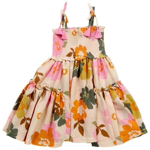 Girls &#40;7-16&#41; Bonnie Jean Sleeveless Smocked Bodice Floral Dress