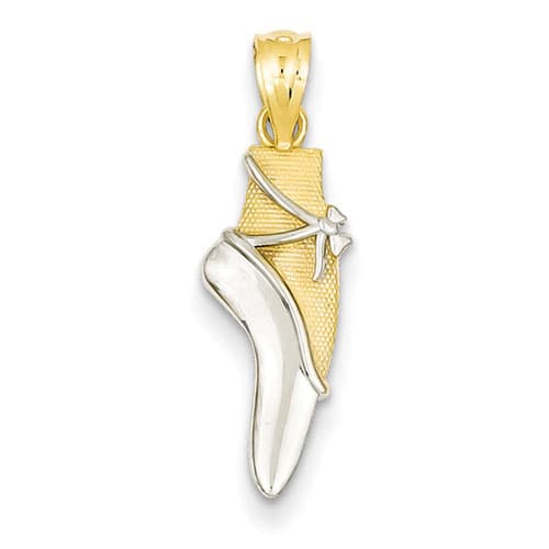 Gold Classics(tm) 14kt. & Rhodium Ballet Shoe Pendant - image 