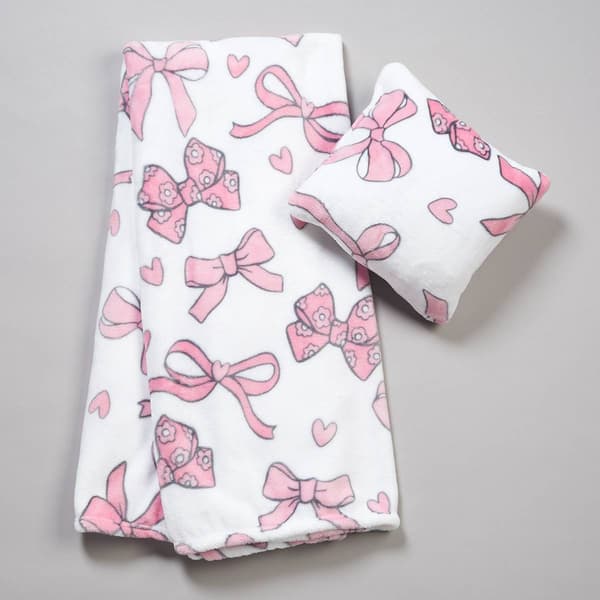 Baby Girl Ribbon & Bow Blanket with Pillow - image 