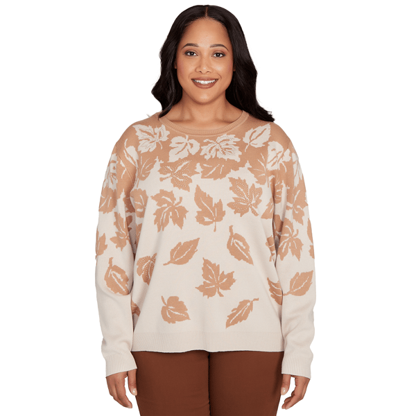 Plus Size Alfred Dunner Mount Laurel Falling Leaf Long Sleeve Sw - image 