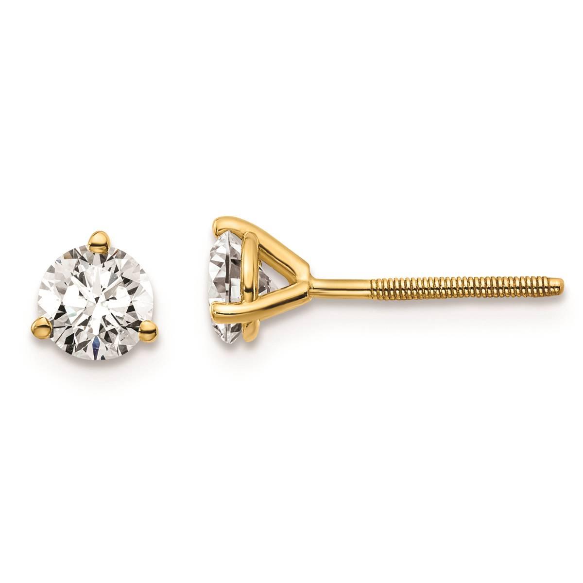 Pure Fire 14kt. Gold 2/3ctw. Screwback Lab Grown Diamond...