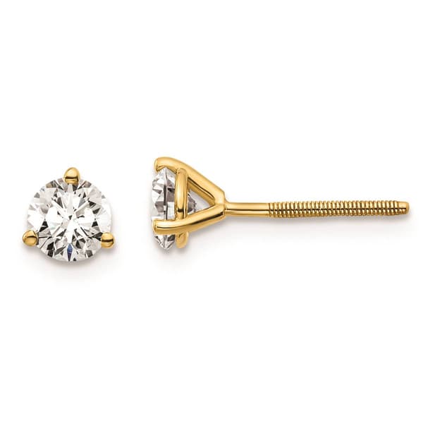 Pure Fire 14kt. Gold 2/3ctw. Screwback Lab Grown Diamond Earrings - image 