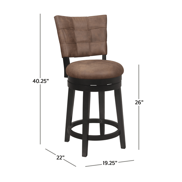 HH2 Home Kaede Wood Counter Height Brown Swivel Stool