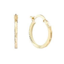 21mm Gold Over Brass Diamond Cut Hoop Earrings