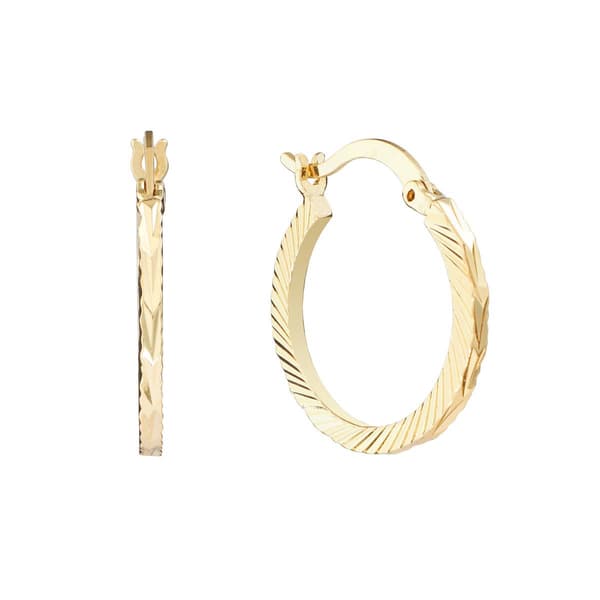 21mm Gold Over Brass Diamond Cut Hoop Earrings - image 