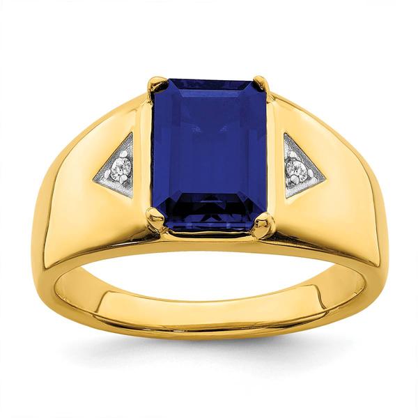 Mens Gentlemens Classics(tm) 14kt. Gold Sapphire & Diamond Ring