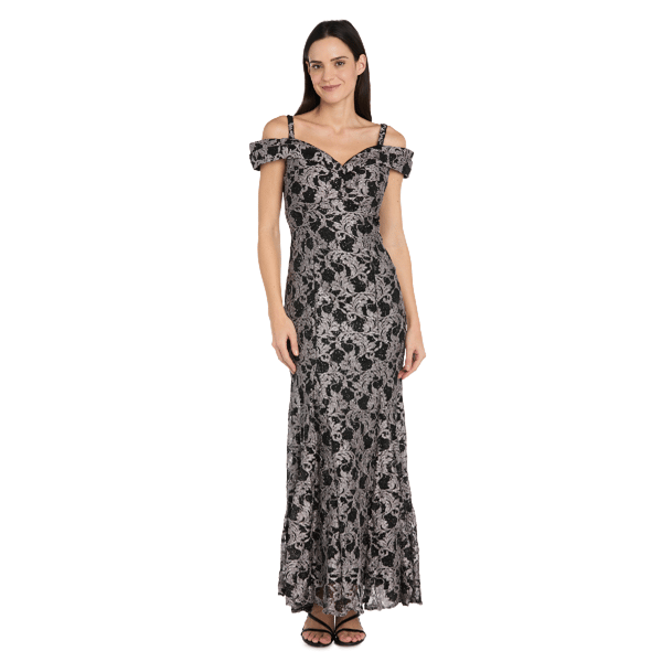 Womens R&M Richards Off The Shoulder Two Toned Lace Dress - image 