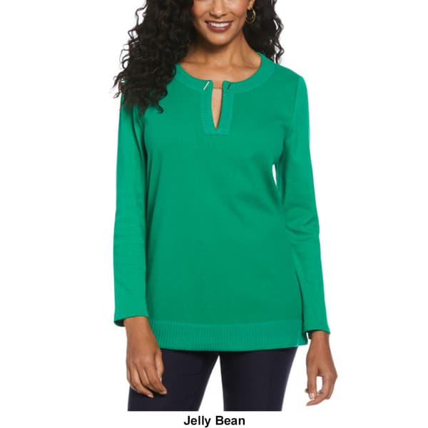 Womens Ella Rafaella&#174; Long Sleeve Split Hardware Neck Sweater