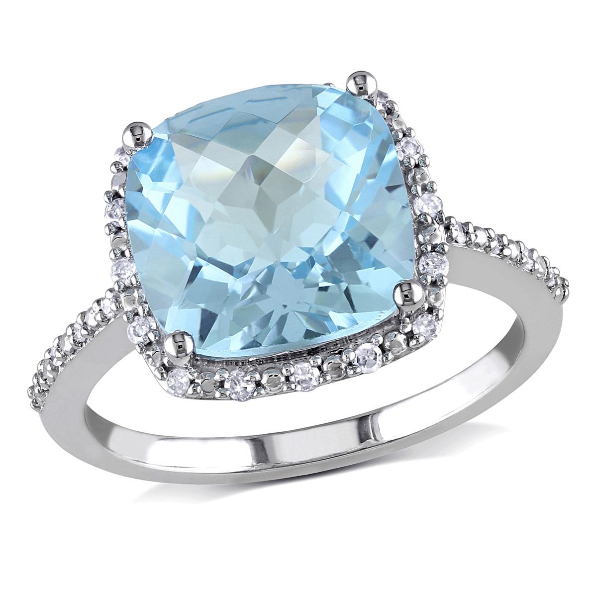 Gemstone Classics™ 10kt. White Gold Sky-Blue Topaz Halo...