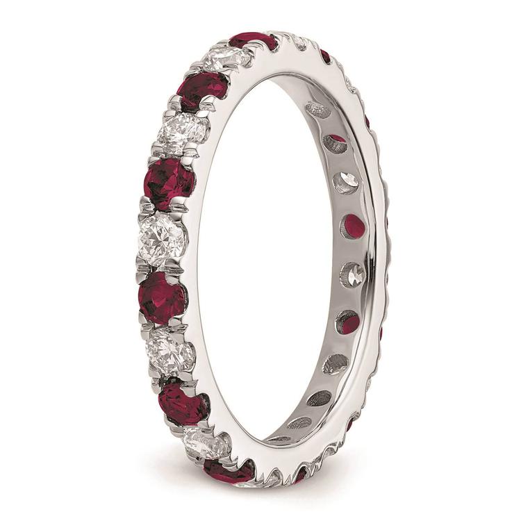 Pure Fire 14kt. White Gold Lab Created Ruby Eternity Band