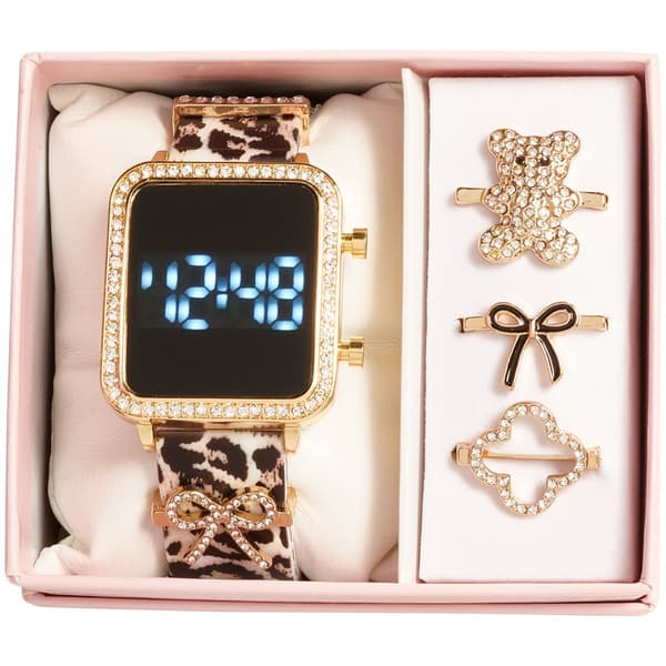Womens Crystal Digital Watch w/ Interchangeable Rings - AWS344B - image 