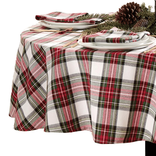 Threadmade Christmas Classic Holiday Plaid Cotton Tablecloth