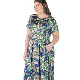 Plus Size 24/7 Comfort Apparel Paisley Midi Dress