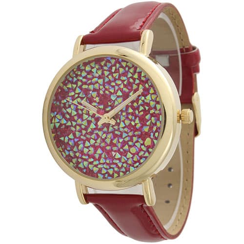 Womens Olivia Pratt Sparkly Quartz Watch - 25191BURGUNDY - image 