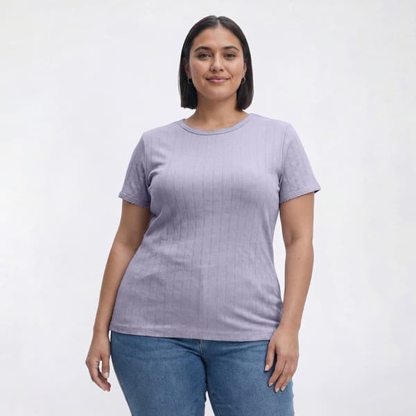 Plus Size Architect(R) Short Sleeve Drop Needle Pointelle Tee