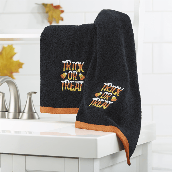 Avanti Trick or Treat Halloween 2pk. Embroidered Hand Towels
