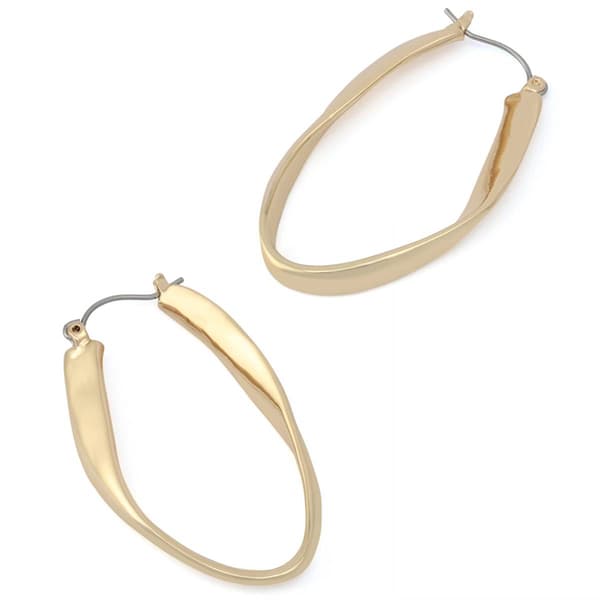 Steve Madden Gold Sculpted Oval Hoop Earrings