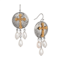 Symbols of Faith Two-Tone Cross With Faux Pearl Drop Earrings - image 1
