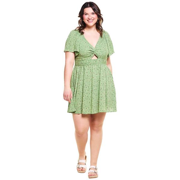 Juniors Plus Angie Print Twist Front Dress - image 
