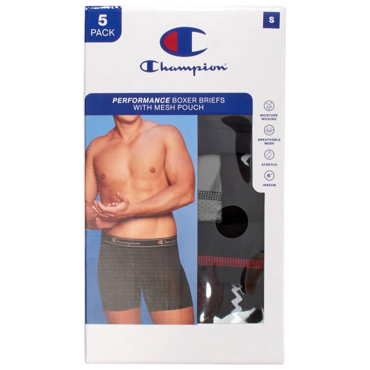 Mens Champion® 5pk. Performance Boxer Briefs - Black/Red