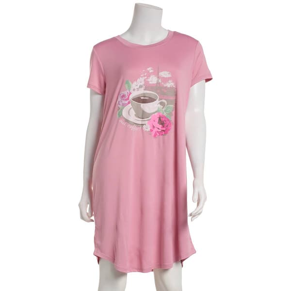 Womens Jaclyn Short Sleeve Coffee Nightshirt - image 