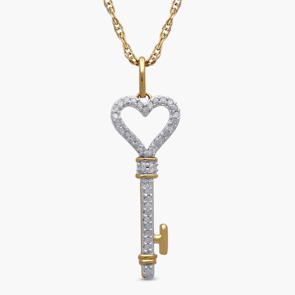 Nova Star(R) Lab Grown Diamond 1/10ctw. 10kt. Gold Key Pendant - image 
