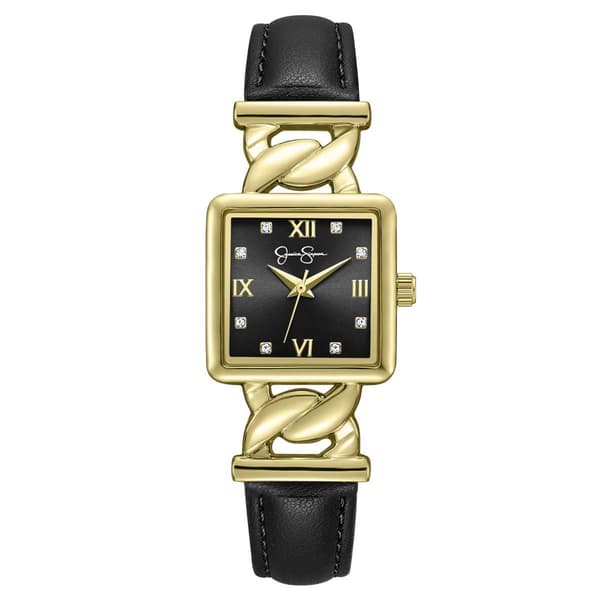 Womens Jessica Simpson Gold-Tone Square Dial Watch - JS0129GD - image 