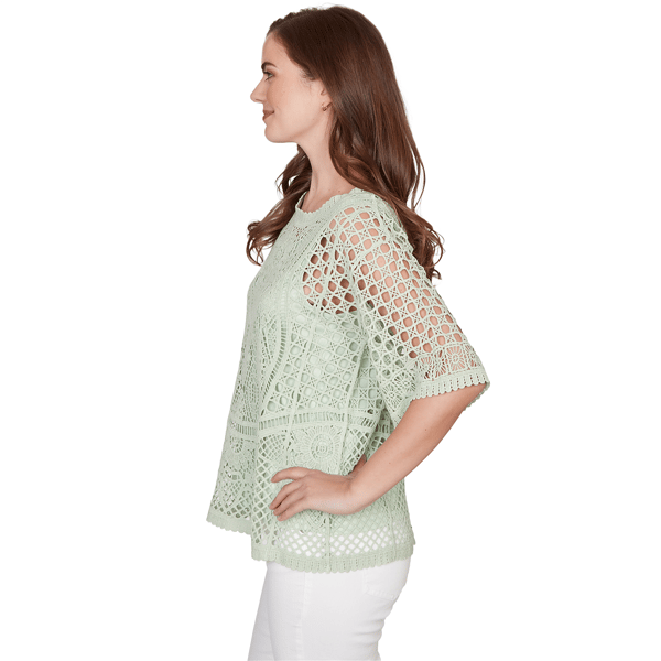 Womens Ruby Rd. Renaissance Romance Elbow Sleeve Lace Sweater
