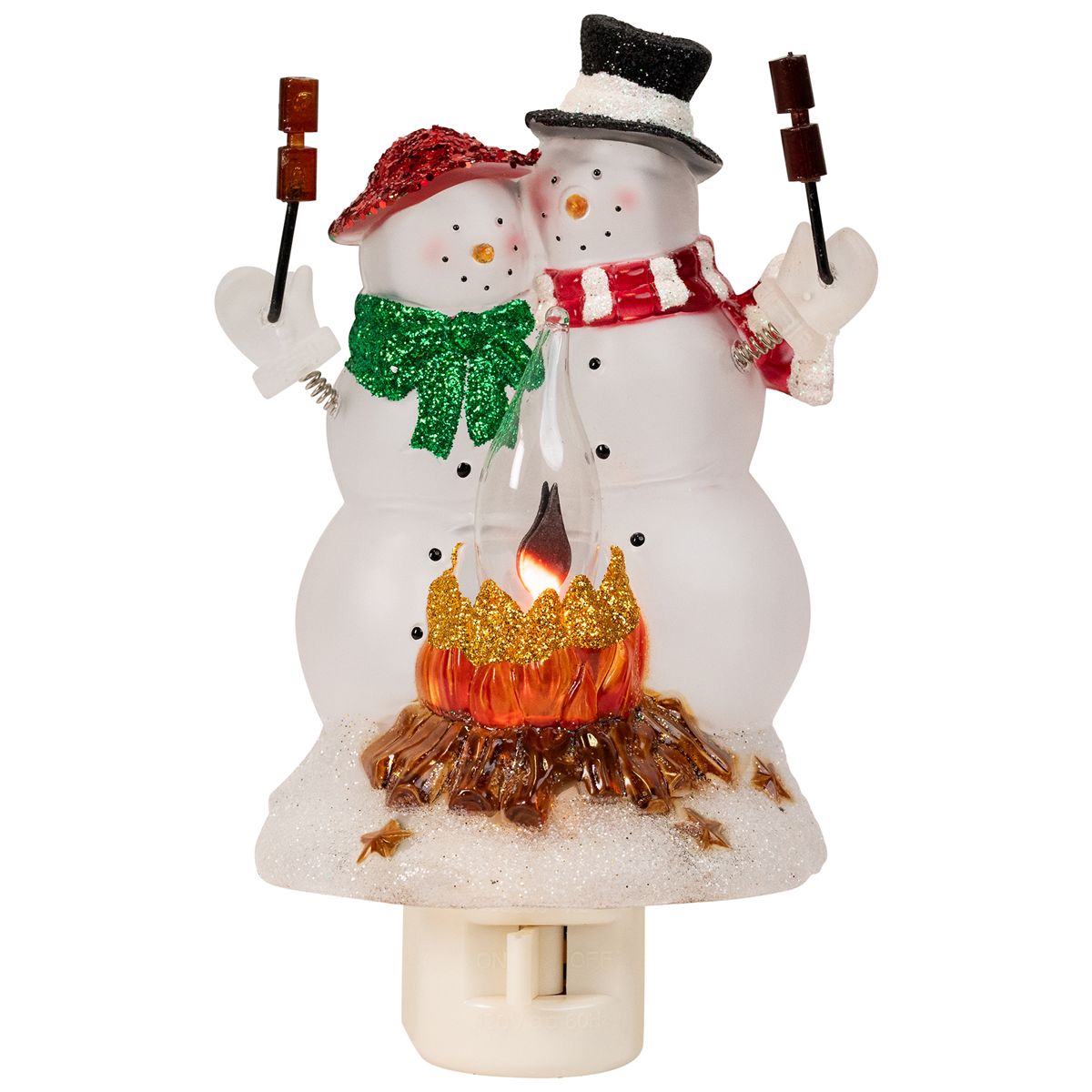 Northlight Snow Couple Roasting Marshmallow Christmas Night Light