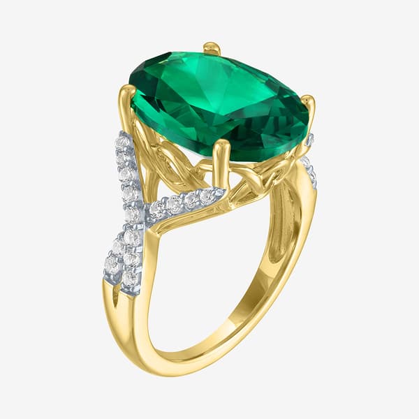 Gemstone Classics™ Lab Grown Emerald & Sapphire Oval Cocktail Ri