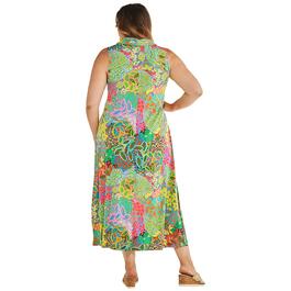 Plus Size MSK Sleeveless Floral Half Zip Neck Maxi Dress