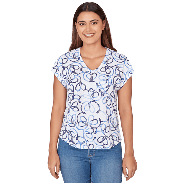 Womens Heart''s of Palm Smooth Sailing Printed Knit Crinkle T Sle