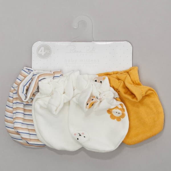 Baby Boy &#40;NB-3M&#41; Rene Rofe&#40;R&#41; 4pk. Safari Assorted Scratch Mittens - image 