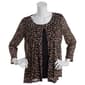 Petite Notations 3/4 Sleeve Cheetah Mesh 2Fer Blouse - image 1