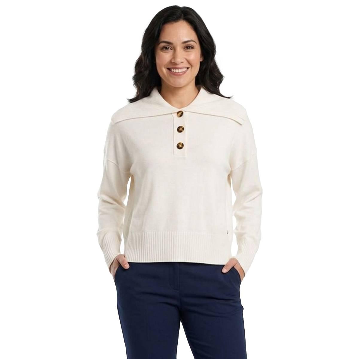 Womens Nautica Long Sleeve Solid Shawl Color Sweater